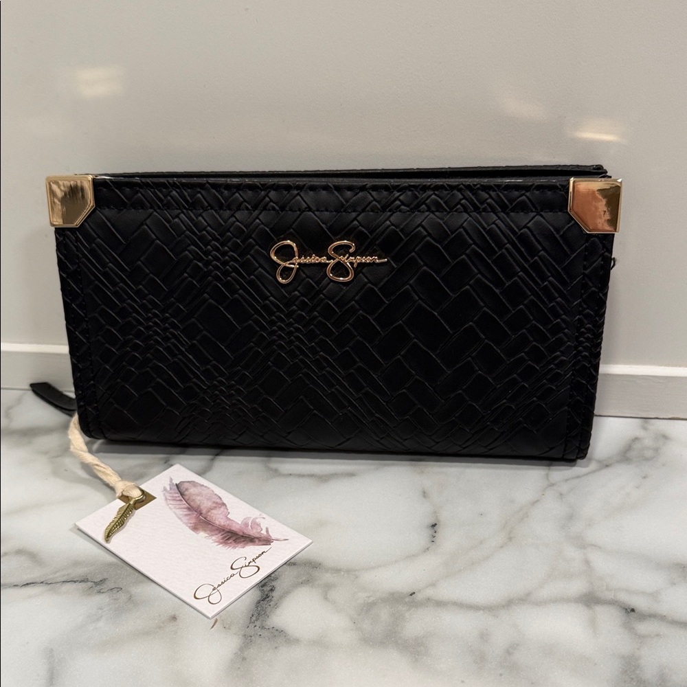 NWT Jessica Simpson "Frankie" Large Clutch Wallet in the color Meteorite